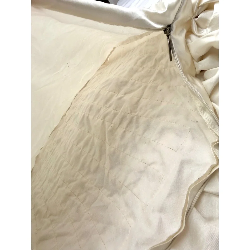 Pier 1 Imports Ruffled Satin Throw Pillow Cover Champagne Cream 16x16 Textured